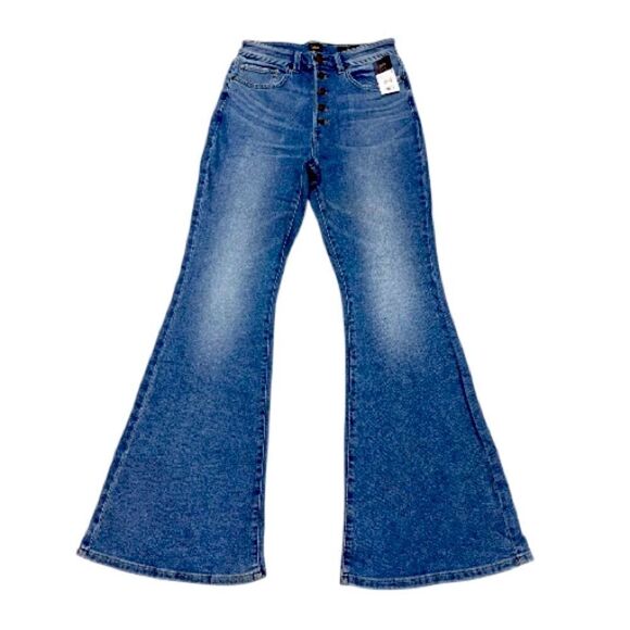 Lee Vintage Modern High Rise Flare Jeans 29x33 NWT Stretch Distressed Denim - Picture 1 of 12